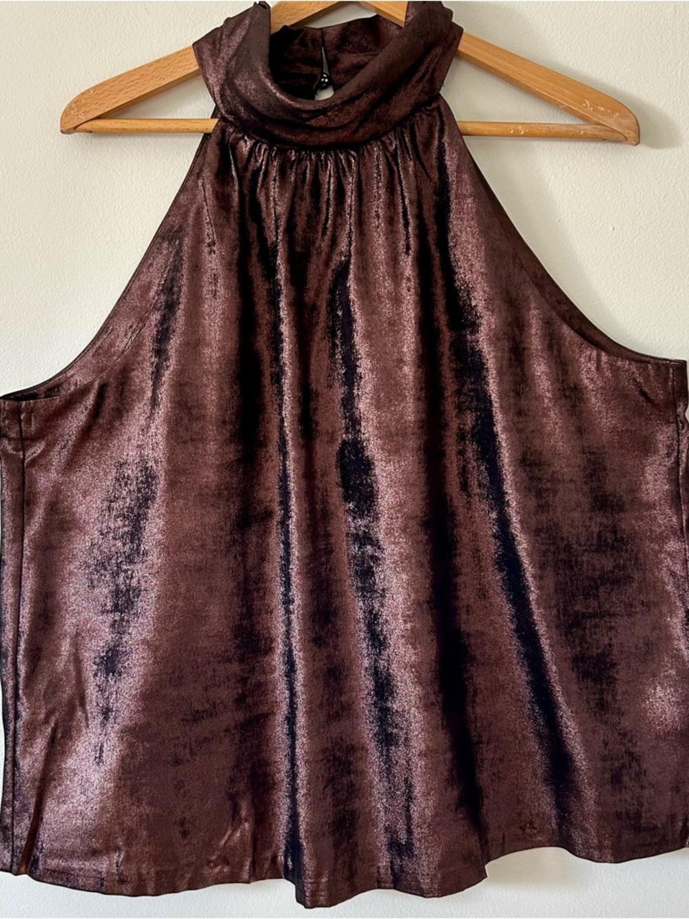 Brown Shimmer Halter Top NWT | Metallic Top XL